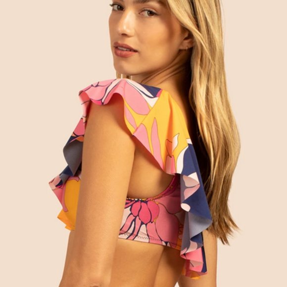 Trina Turk Breeze One Shoulder Ruffle Top Size 14 - Picture 4 of 9